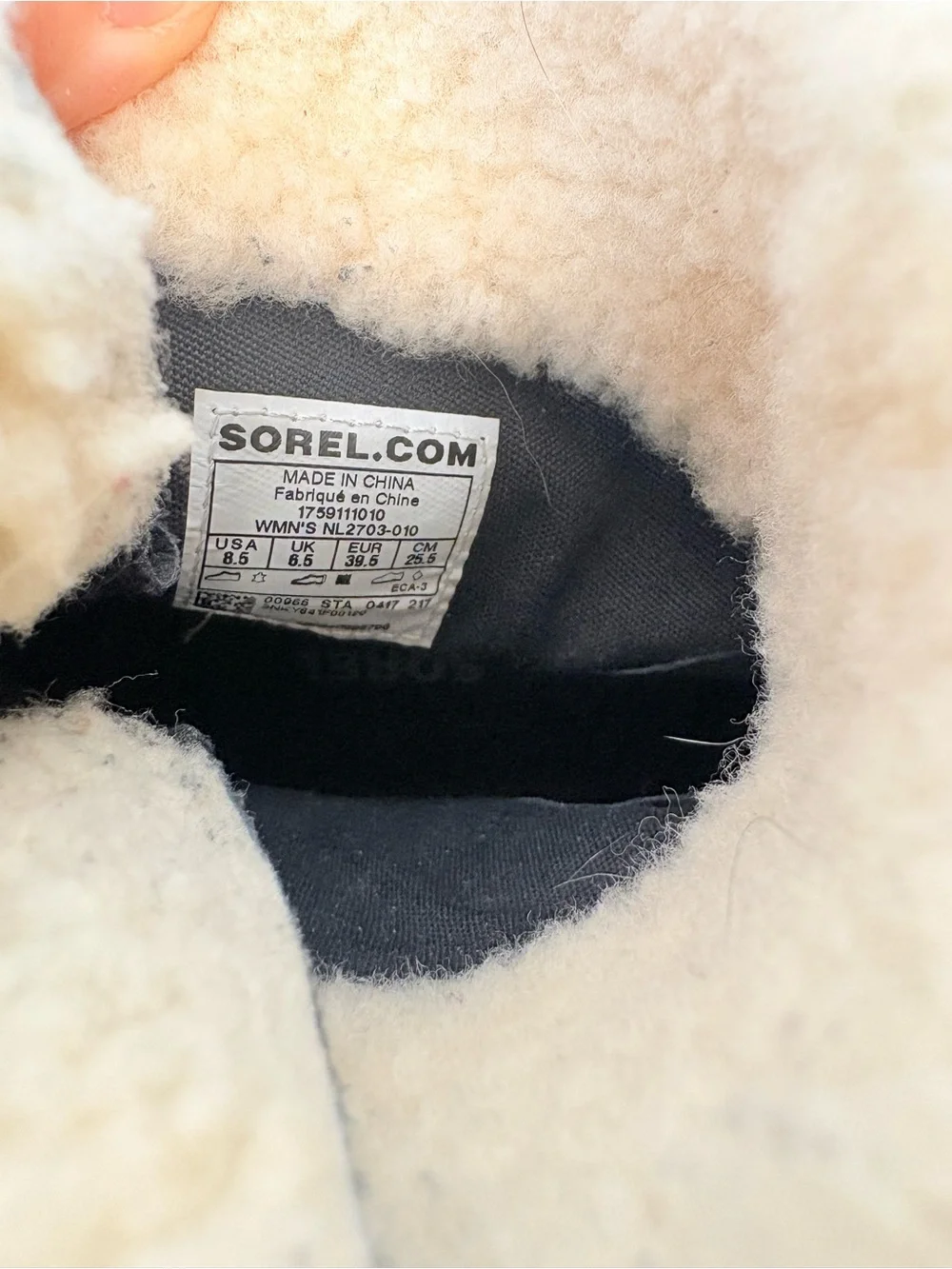 Sorel Joan of Arctic Wedge II Shearling Boots Black Leather Womens 8.5 NL2703
